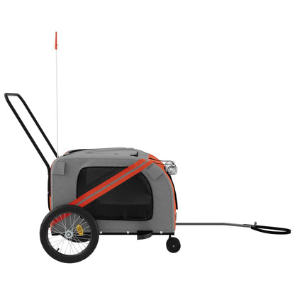 Remolque De Bicicleta Mascotas Hierro Tela Oxford Naranja Gris_5