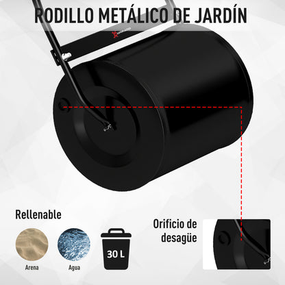 Rodillo De Césped Durhand Negro 30l Llena De Agua 50x32x108cm Acero_5