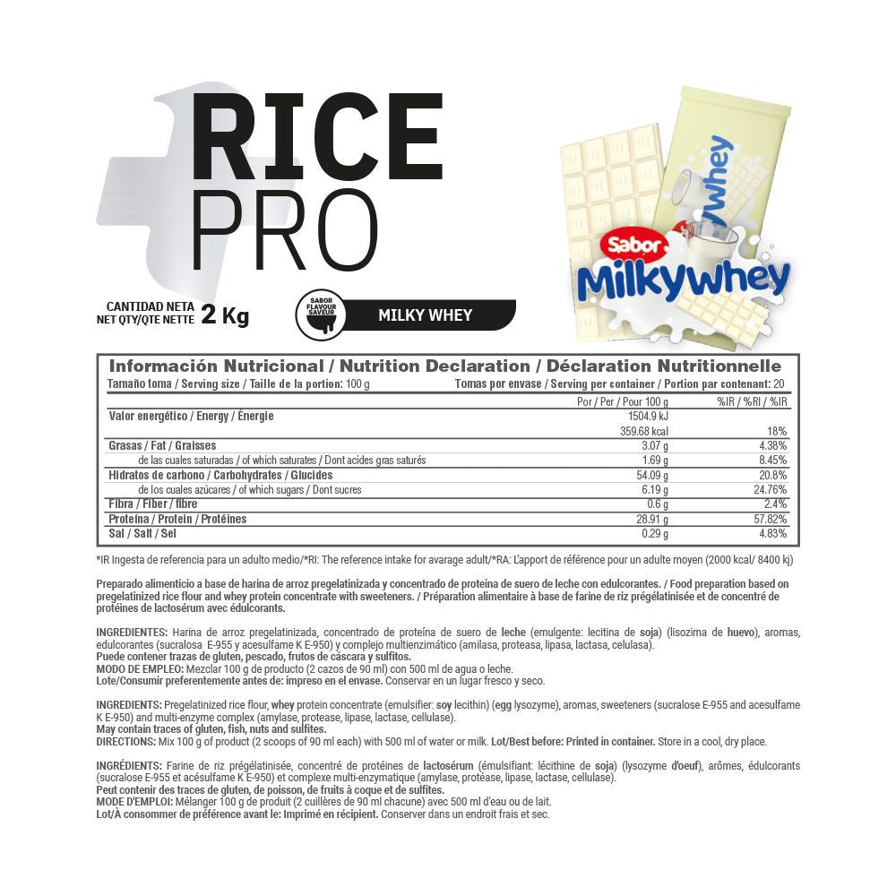 Rice Pro (crema De Arroz Con Proteína) - 2 Kg - Chocolate Blanco Con Leche Milkywhey - Crema De Arroz - Masmusculo_4