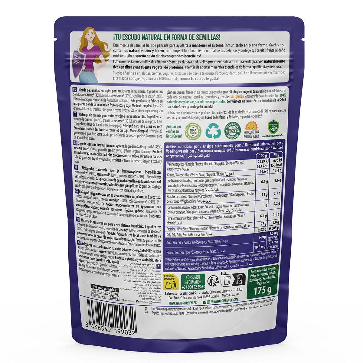 Mezcla de Semillas SmartMix Sistema Inmune Bio NaturGreen 175 g