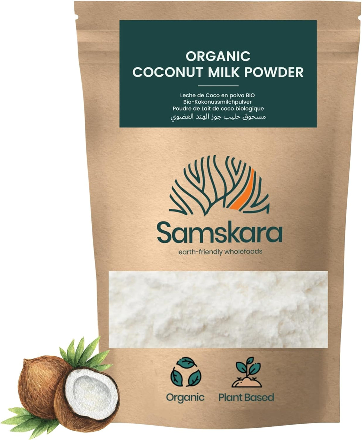Leche De Coco En Polvo Bio - 10kg (1kg Envase Retail + 9kg Bolsa Granel De Recarga) | Bebida Vegetal Ecológica Vegana_0