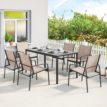 Conjunto De Jardín Outsunny Acero Galvanizado, Textilene Caqui 150x80x74 Cm_1