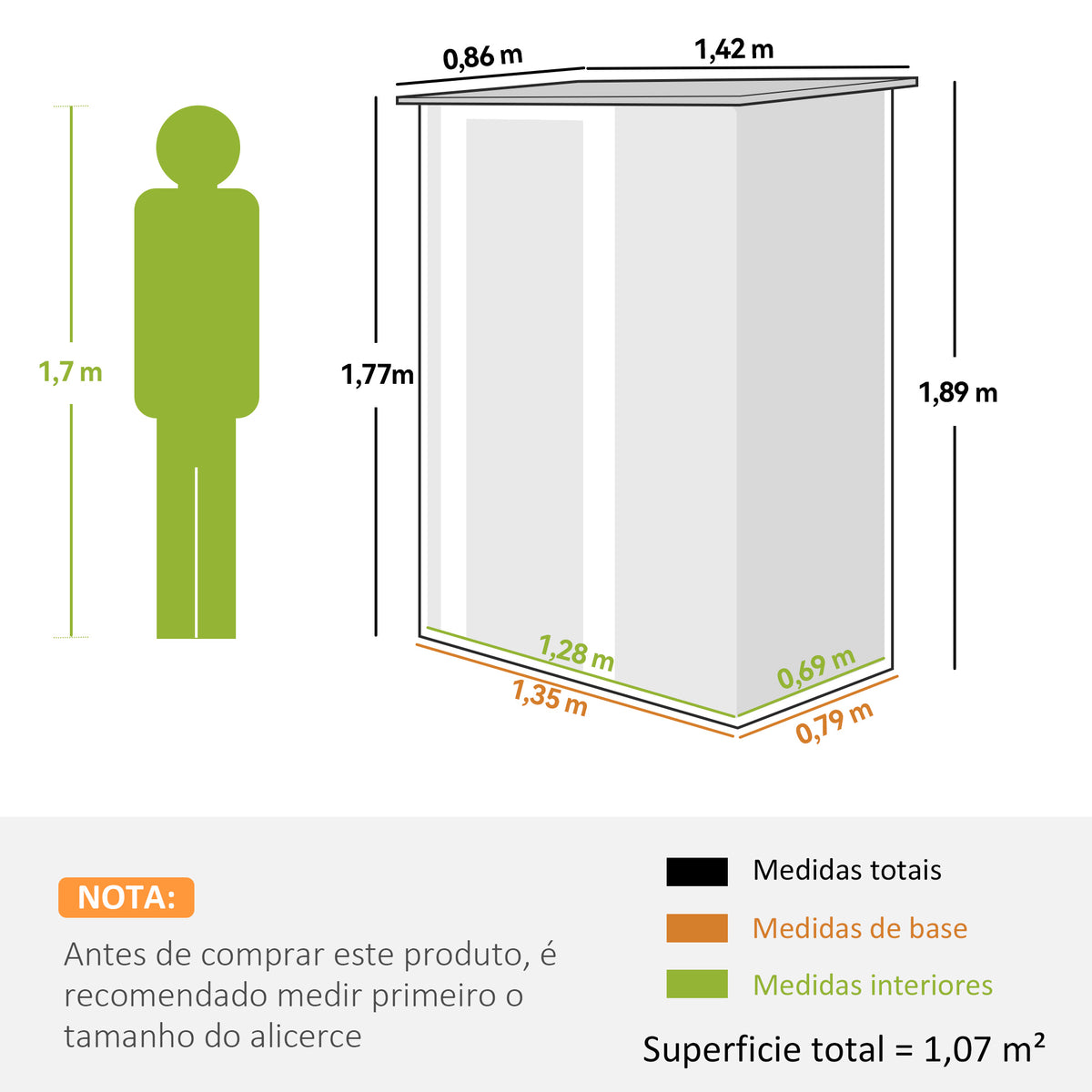 Caseta De Jardín Acero 1,07 M² Con Puerta Outsunny 142x84x189 Cm Verde_2