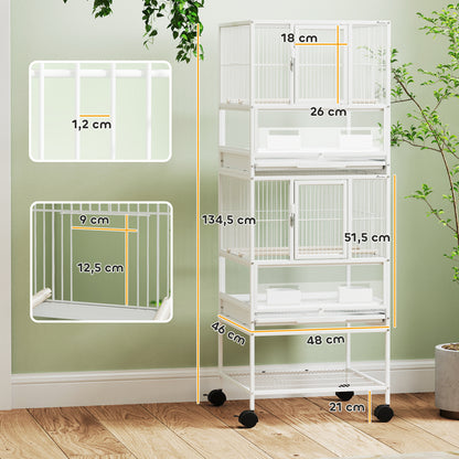 Jaula Para Pájaros Pawhut Acero Blanco 48x46x134.5 Cm D10-107v01wt_2