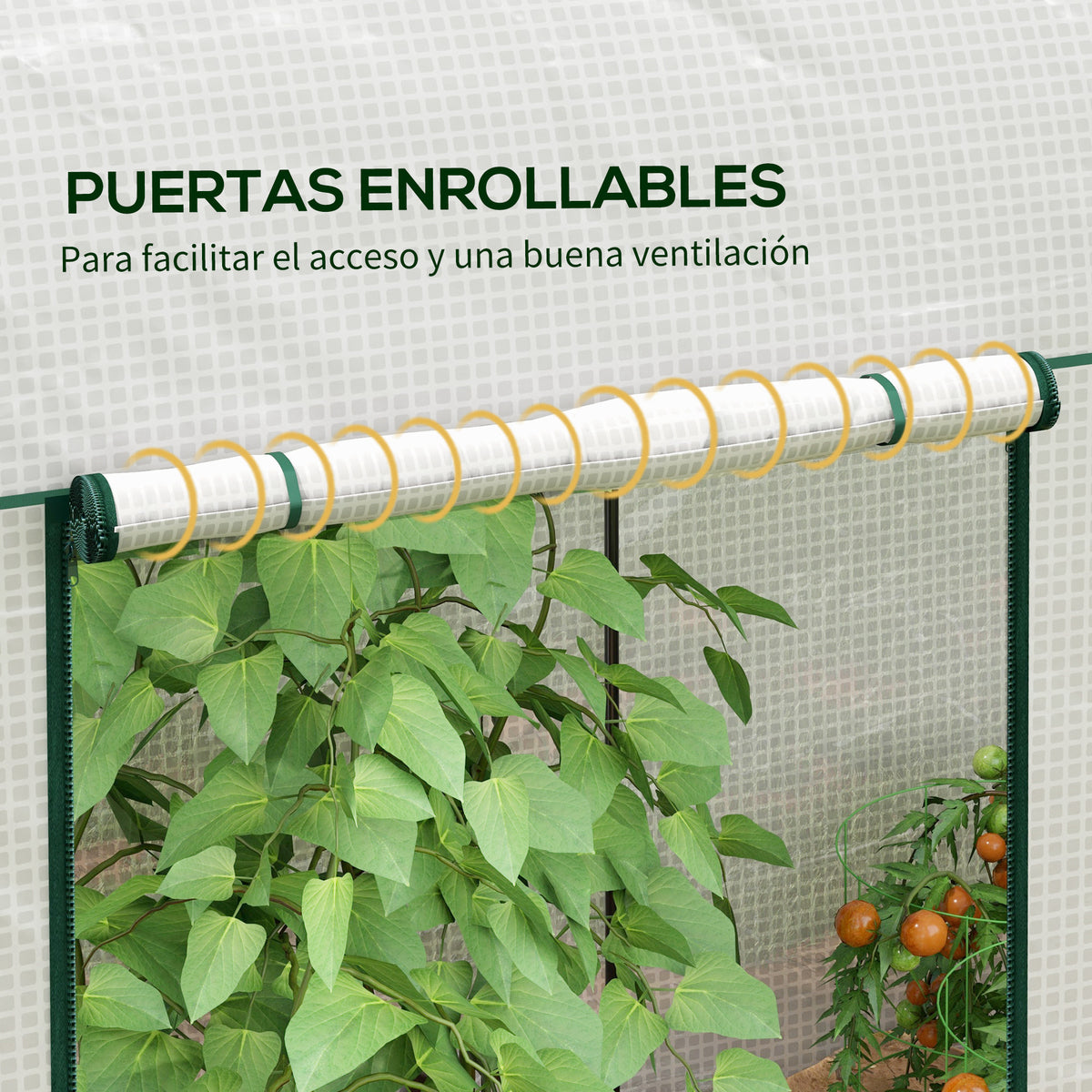 Invernadero Outsunny Acero, Pe Blanco 200x100x178 Cm_5