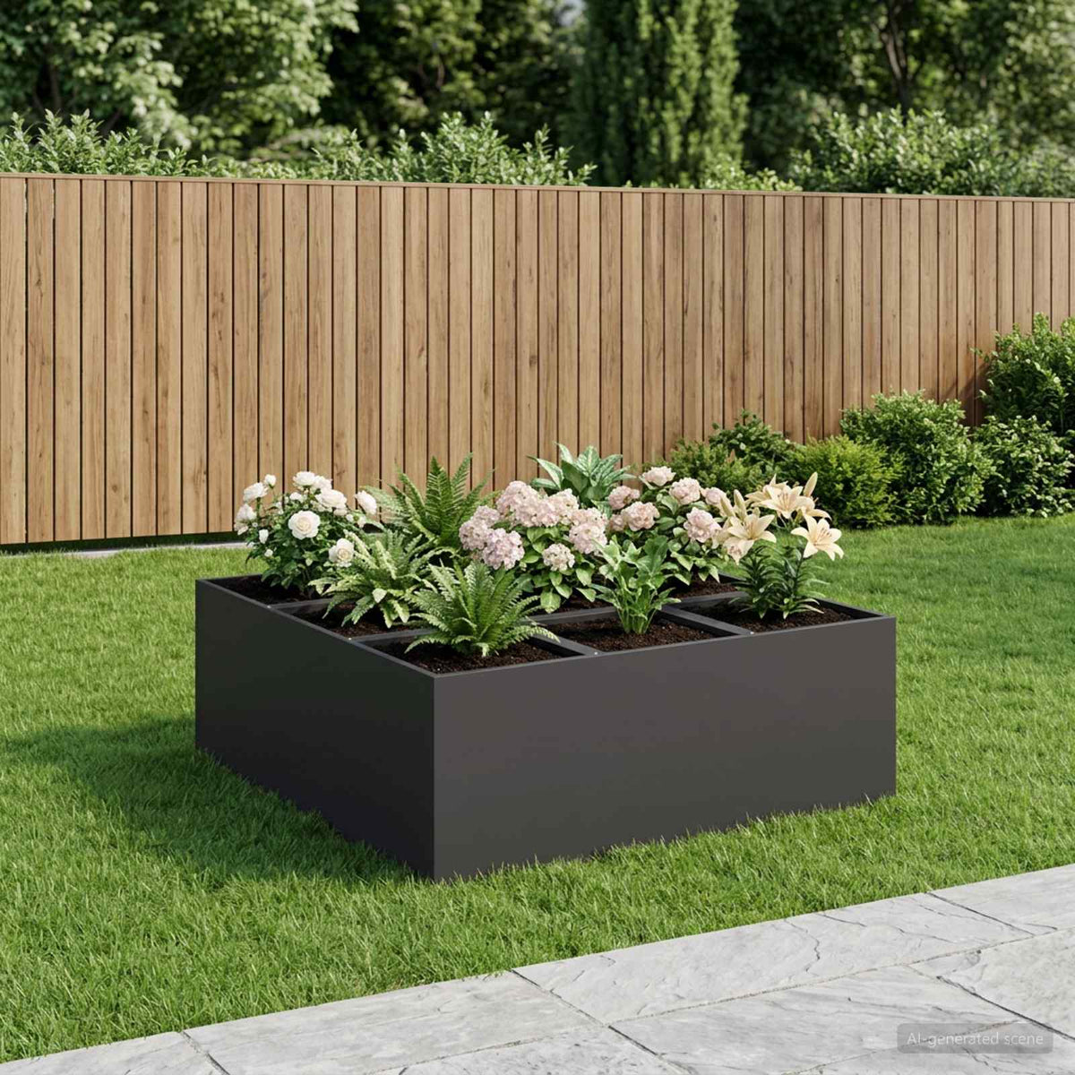 Macetero De Jardín Negro 100 X 100 X 30 Cm_1