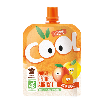 Pouch Manzana, Melocotón y Albaricoque Bio Cool Fruit Vitabio 4 uds 90 g