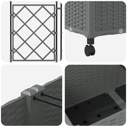 Jardinera Con Enrejado Y Ruedas 3 Uds. Gris Claro Pp_4