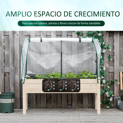 Huerto Urbano Con Cubierta Outsunny 121x55x117 Cm Madera Natural_5