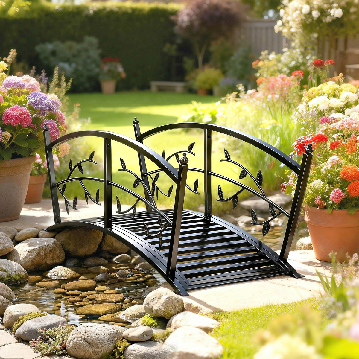 Puente De Jardín Outsunny Metal Negro 120x51x47 Cm_1