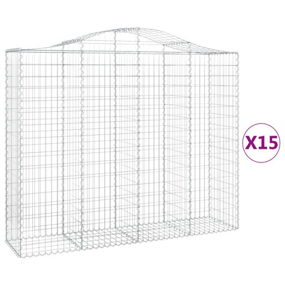 Cestas Gaviones 15 Uds Forma De Arco Hierro 200x50x160/180 Cm_0