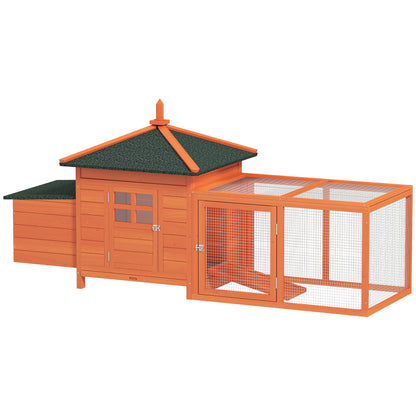 Gallinero Pawhut Madera De Pino, Metal Naranja 196x76x97 Cm_0