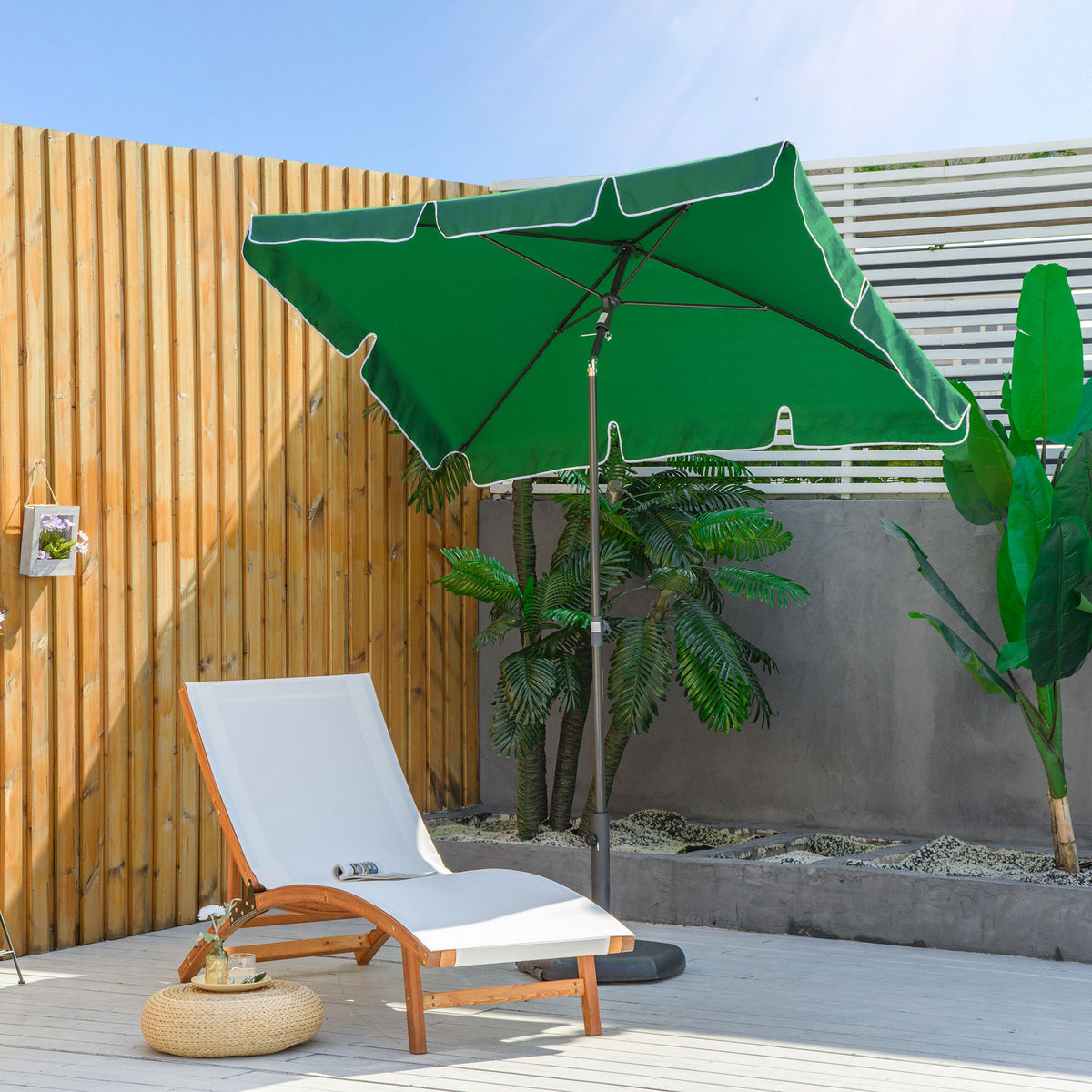 Sombrilla Rectangular De Jardín Aluminio Outsunny 198x130x240cm Verde_1