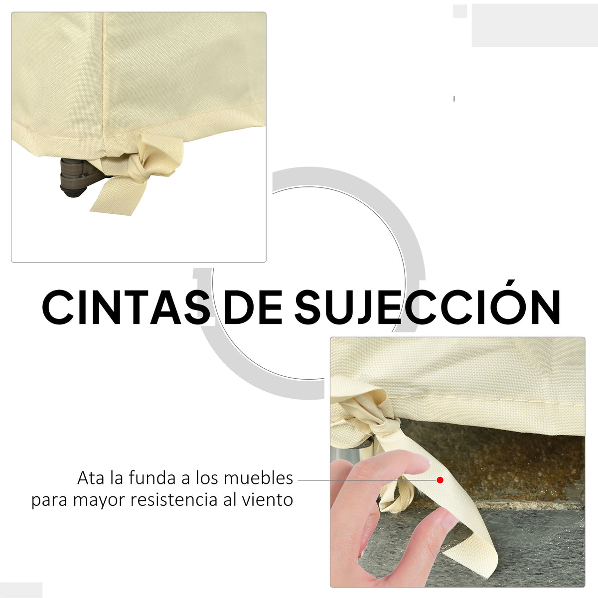 Funda Protectora Para Banco De 2 Plazas Outsunny 140x84x56 / 94 Cm Crema_5