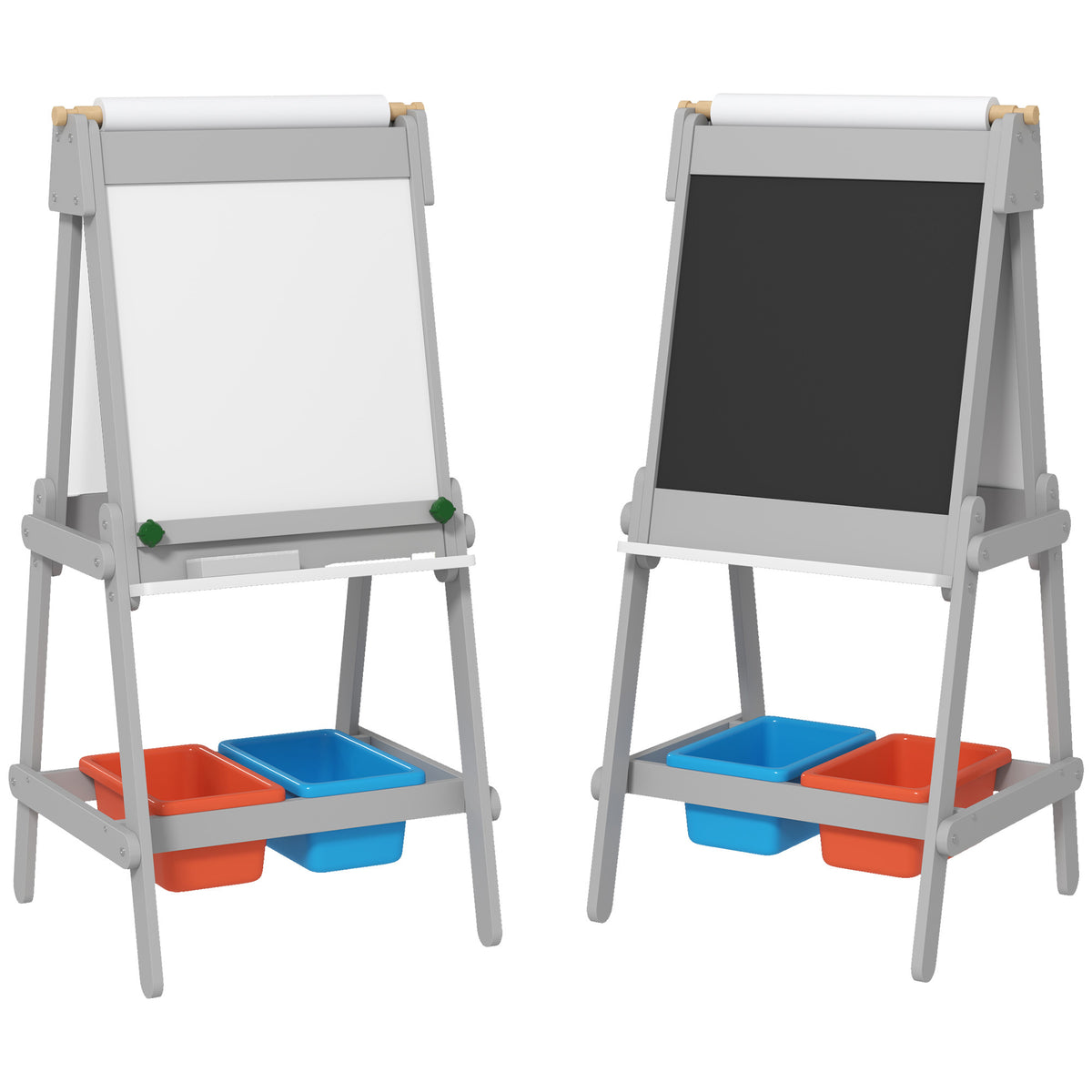 Aiyaplay Pizarra Infantil De Doble Cara Con Rollo De Papel Gris_0