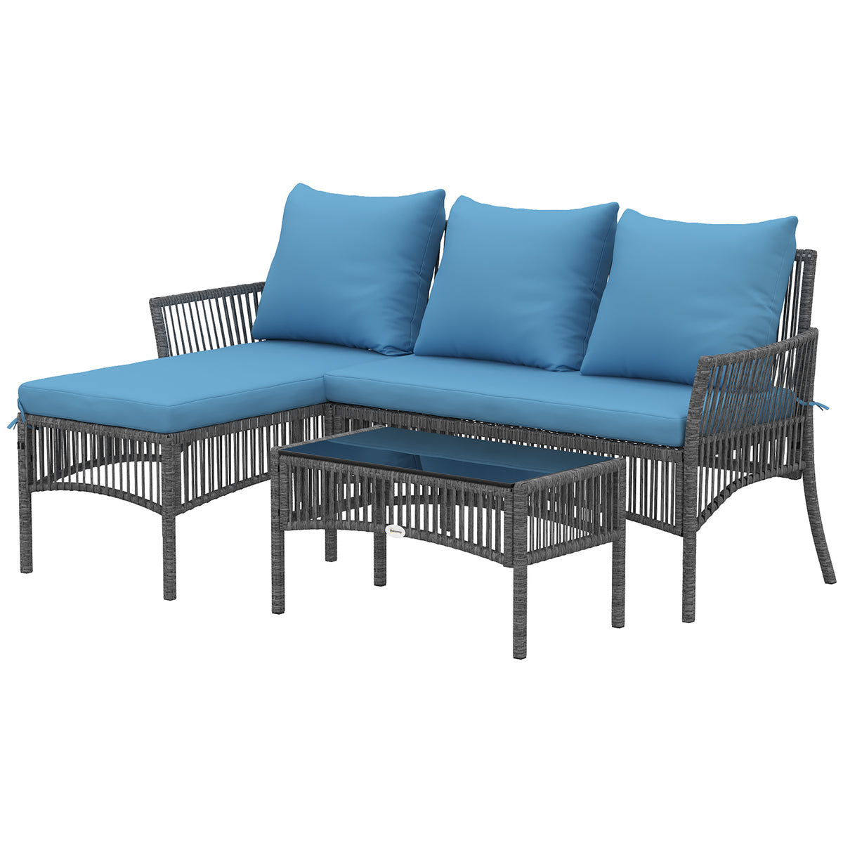 Muebles De Jardín Outsunny Acero, Pe Azul Claro 166x115x79 Cm_4
