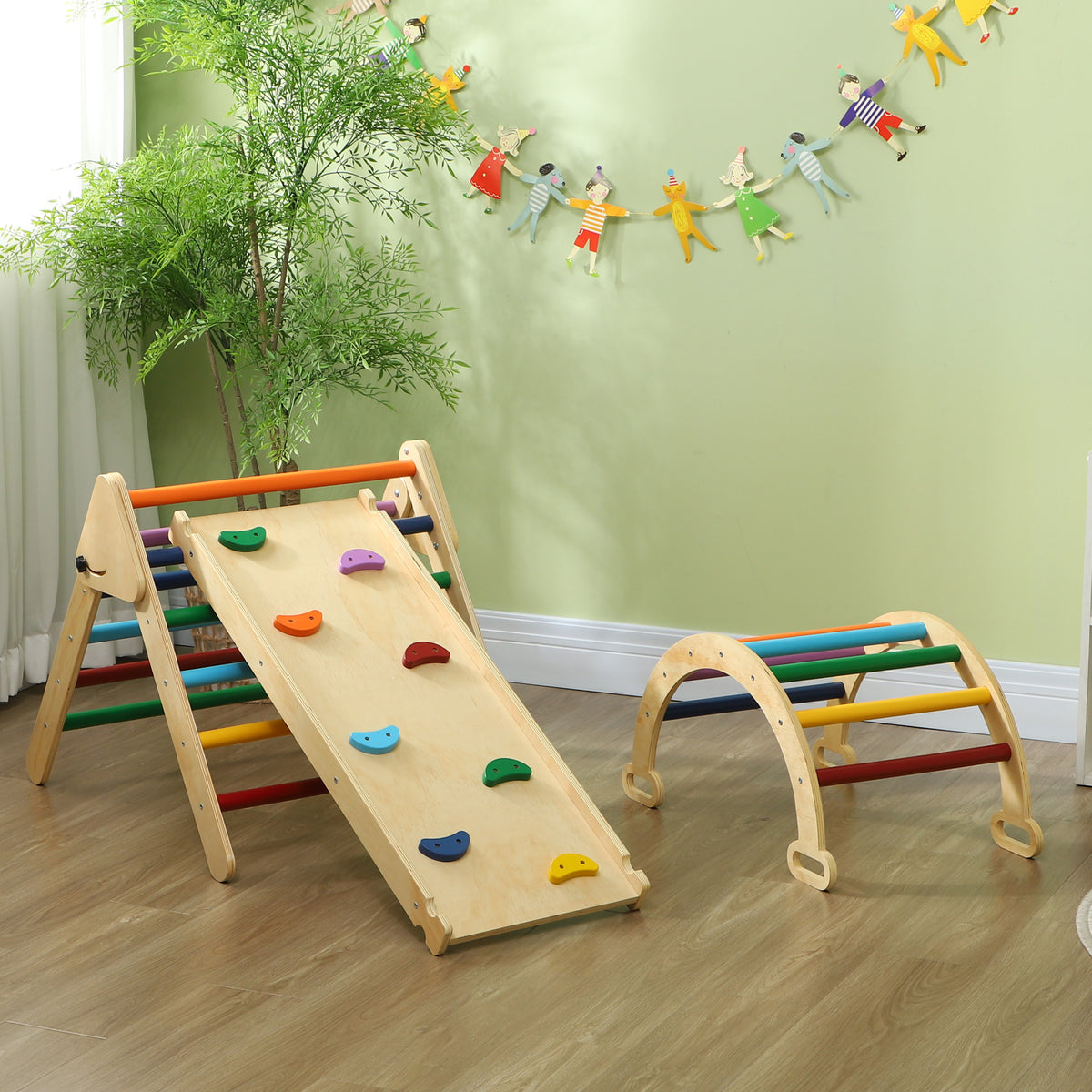 Escalada Para Niños Aiyaplay Madera De Pino Multilaminada Multicolor 178x64.5x63 Cm_4