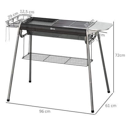 Barbacoa De Carbón Outsunny 96x61x72 Cm Negro_2