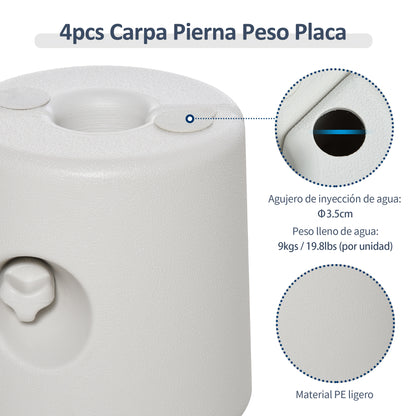 Soportes Para Pabellón Outsunny Pe Blanco 24x24x25 Cm_5