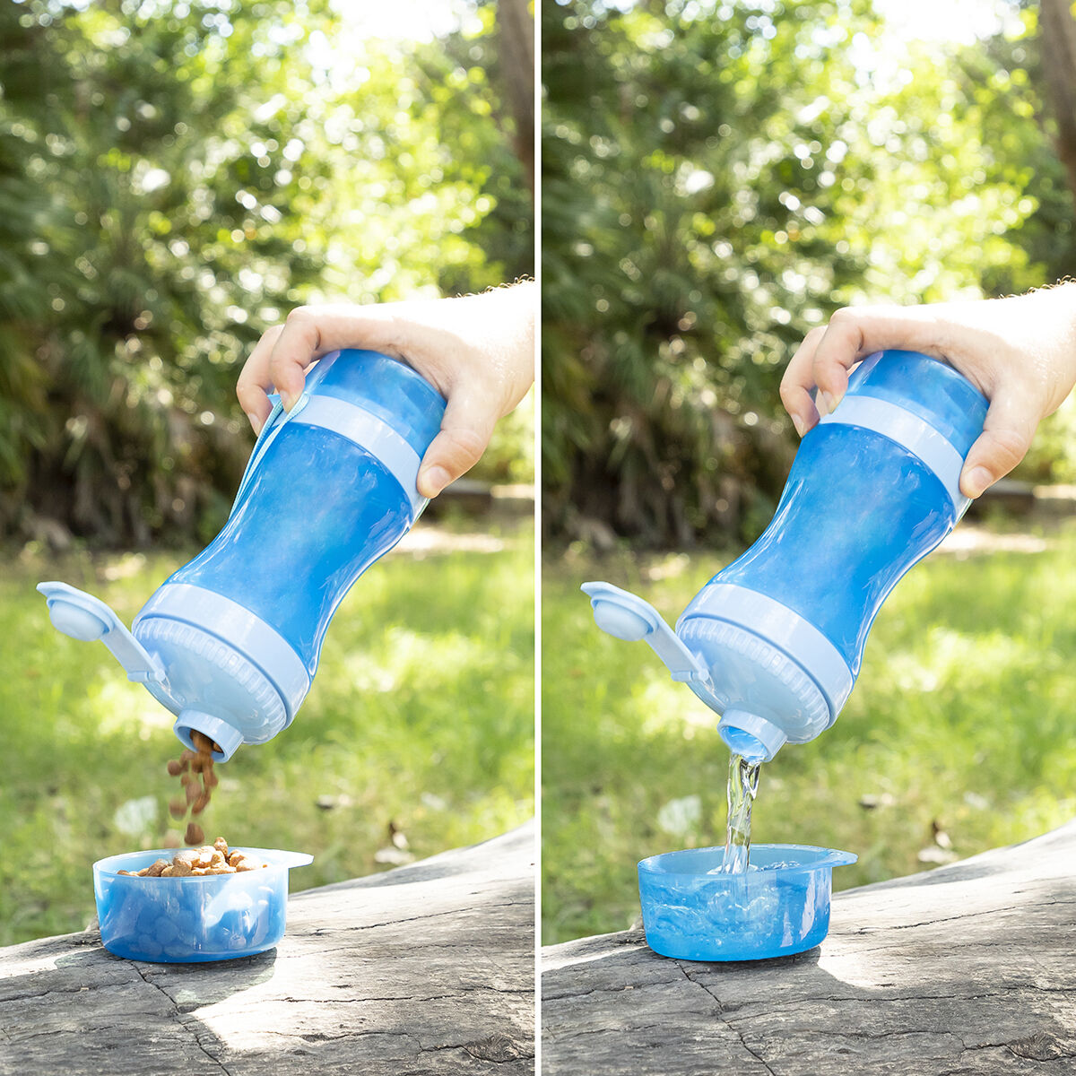 Botella Con Depósito De Agua Y Comida Para Mascotas 2 En 1 Pettap Innovagoods / Vetonek_2