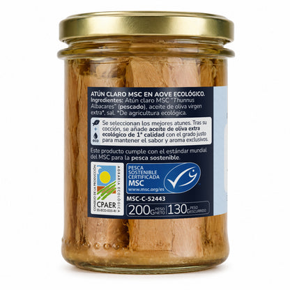 Pack 6x Atún claro MSC en aceite de oliva virgen extra ECO Planeta Huerto 200 g
