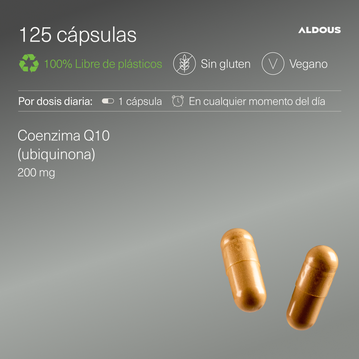 Coenzima Q10 200 mg 125 Cápsulas Aldous Bio
