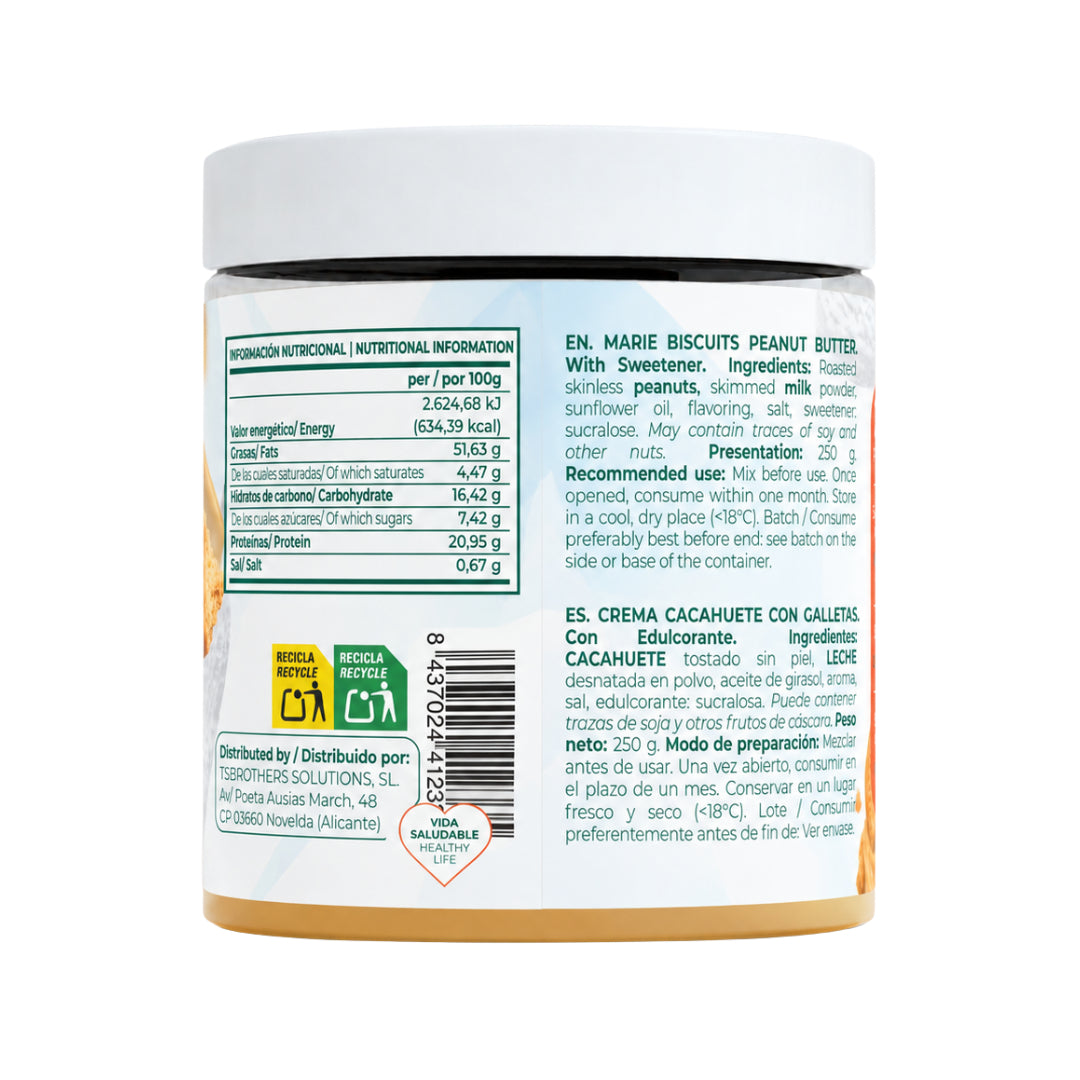 Crema de Cacahuete Tostado con Galleta Torafood 250 g