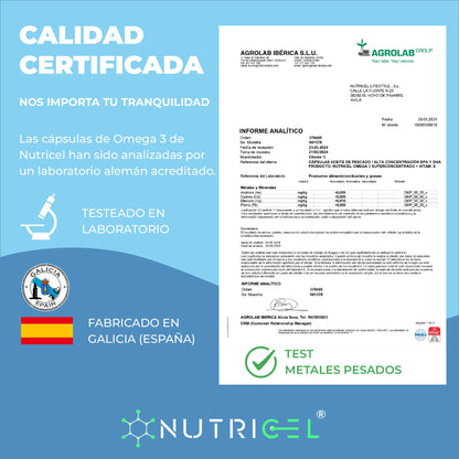 Omega 3 Superconcentrado 2000mg EPA 1000 / DHA 500 Nutricel 120 perlas