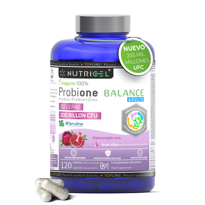 Probione Balance Probióticos y Prebióticos 200 mil M UFC Nutricel 120 cápsulas