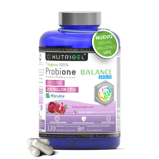Probione Balance Probióticos y Prebióticos 200 mil M UFC Nutricel 120 cápsulas