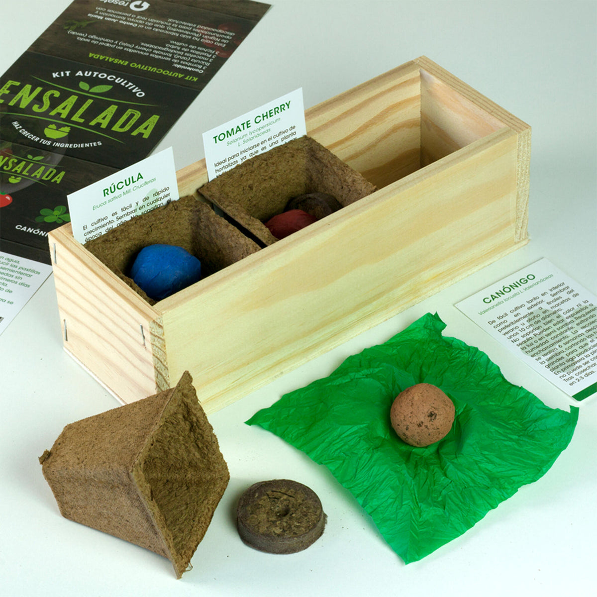 Kit Autocultivo Ensalada Rúcula, Tomate Cherry y Canónigos | Regalo Foodie - Resetea_1
