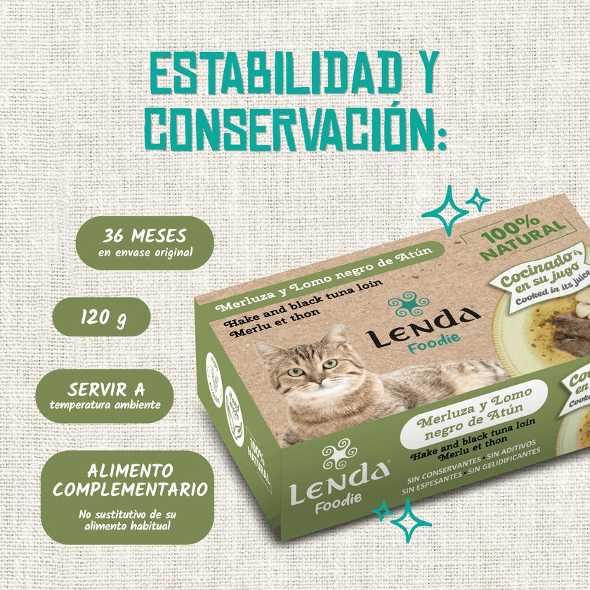 Comida Húmeda para Gatos Merluza y Atún Foodie Lenda 1 x 120 g