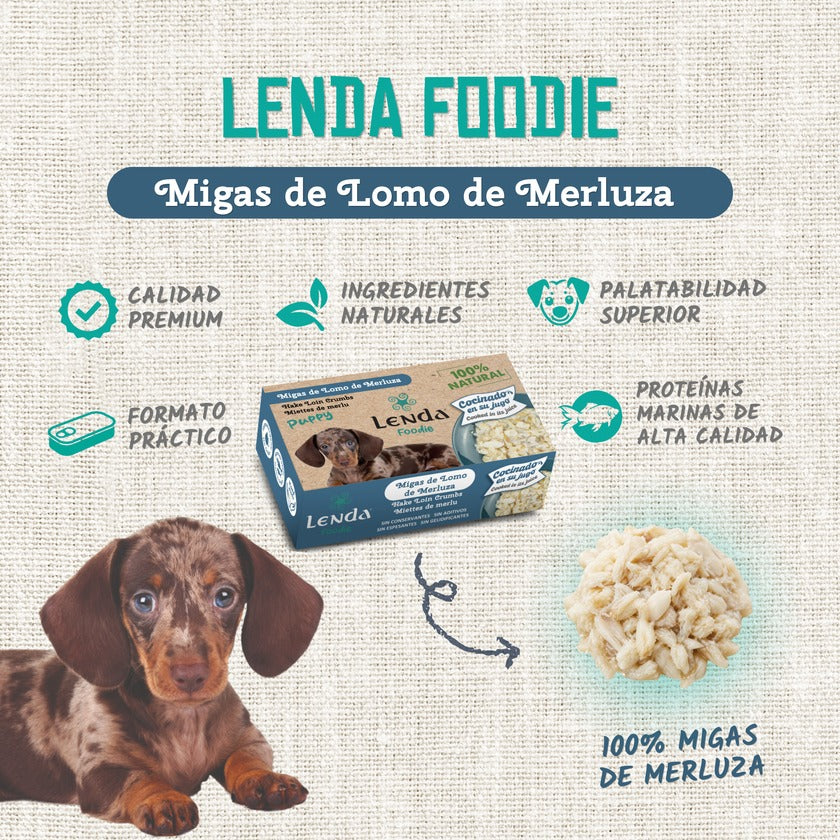 Comida para perro Puppy Migas de lomo de Merluza Lenda 120 g