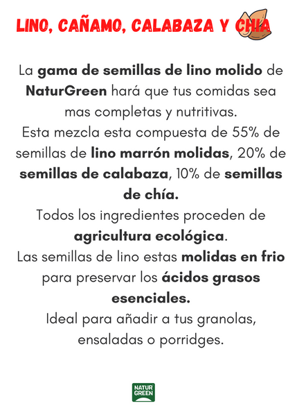 Semillas de lino, cáñamo, calabaza y chía Bio NaturGreen 150 gr