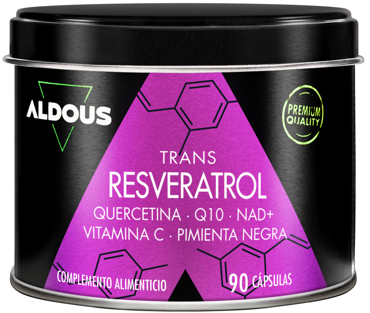 Resveratrol 600 mg con Vitamina C, Q10, Quercetina y NAD+ 90 Cápsulas Aldous Bio