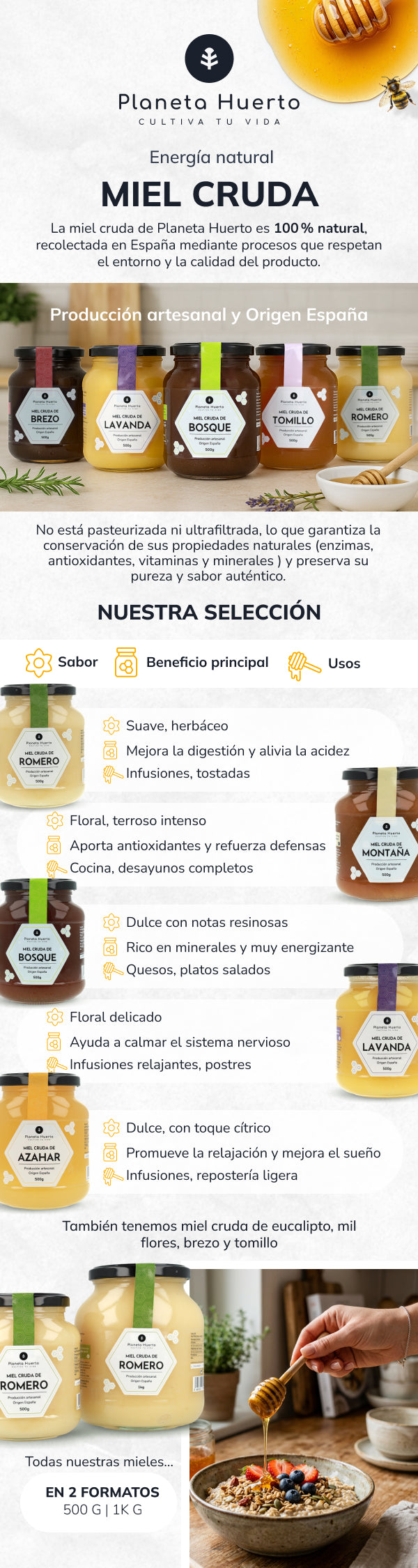 Pack 6x Miel Cruda de Lavanda Planeta Huerto 1 Kg