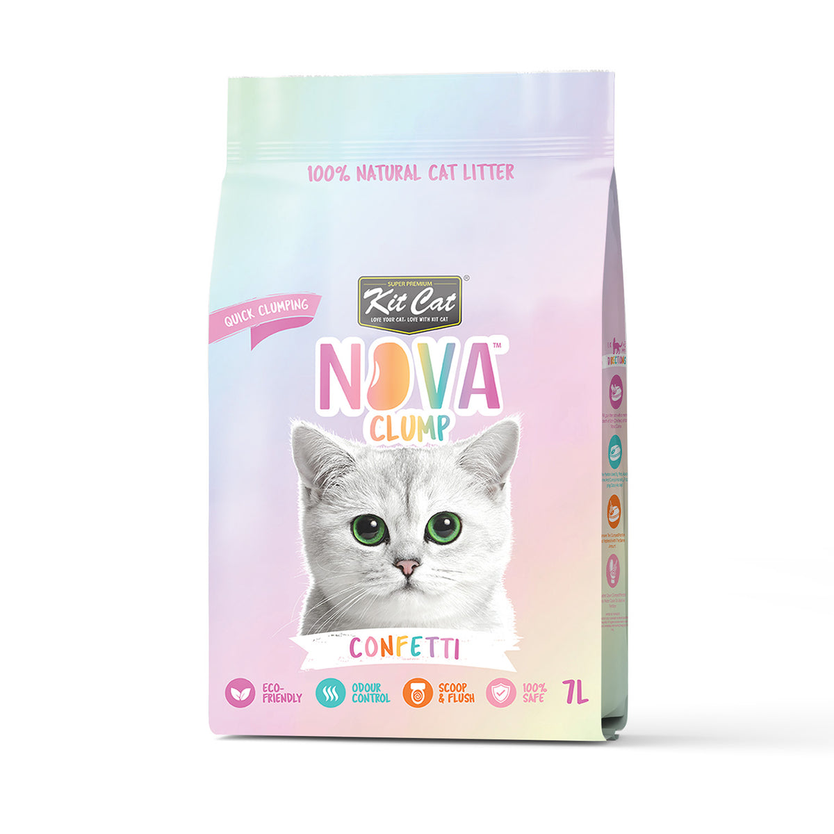 Pack 6 Kit Cat Arena Eco Nova Clump - Confetti 7 L Arena para gatos - Mezcla de Original, Fresa y Lavanda