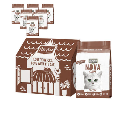 Pack 6 Kit Cat Arena Eco Nova Clump - Coffee 7 L Arena para gatos - Aroma Discreto Café