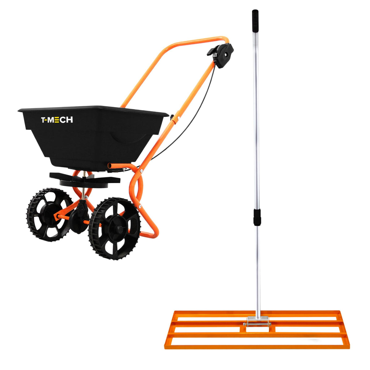 Nivelador De Césped T-mech De 100 Cm (naranja) Y Esparcidor Rotativo_0