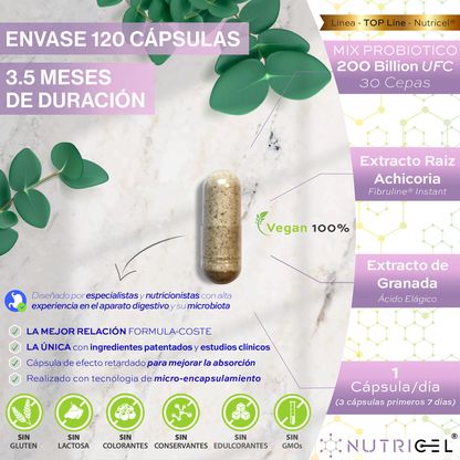 Probione Balance Probióticos y Prebióticos 200 mil M UFC Nutricel 120 cápsulas