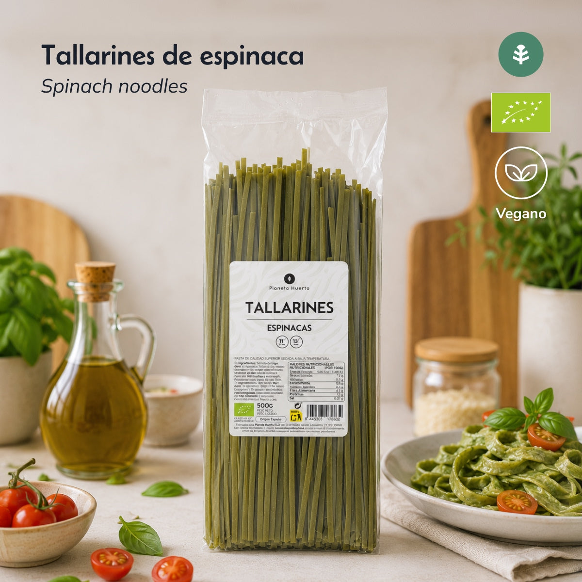 Tallarines de espinacas ECO Planeta Huerto 5 Kg