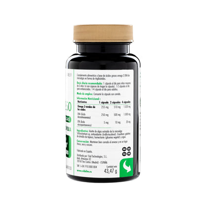VIDALIM 250 VEGANO. Omega 3 Vegano de microalgas con 250 mg de DHA – 60 Cápsulas Vidalim_3