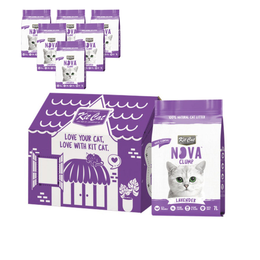 Pack 6 Kit Cat Arena Eco Nova Clump - Lavender 7 L Arena para gatos - Floral Suave y Relajante