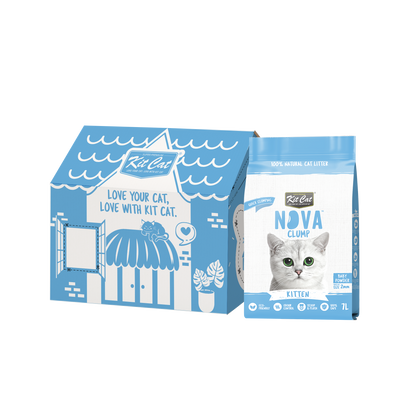Kit Cat Arena Eco Nova Clump - Kitten Baby Powder 7 L Arena para gatos - Granulado fino Fragancia Suave