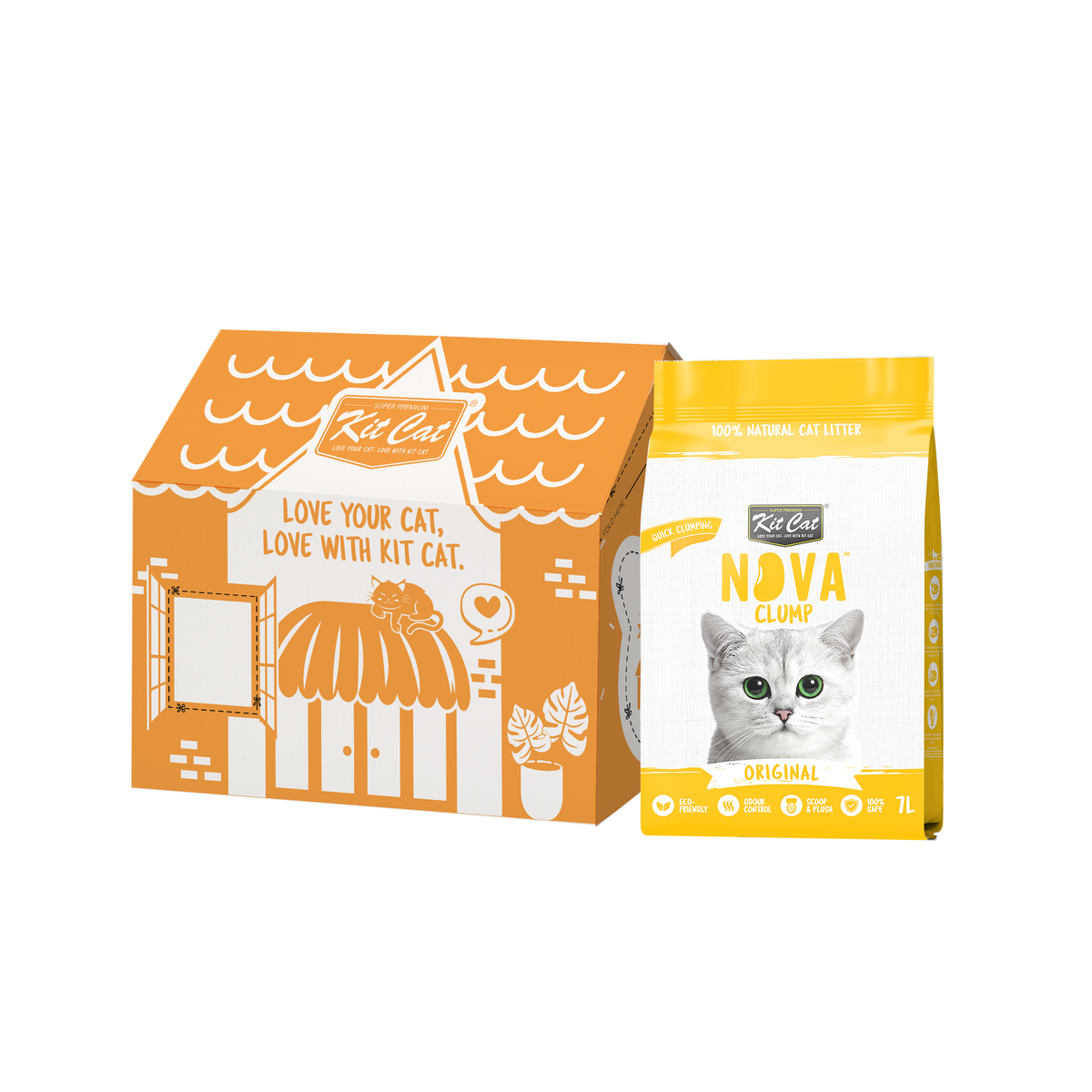 Kit Cat Arena Eco Nova Clump - Original 7 L Arena para gatos - Sin Aroma Añadido