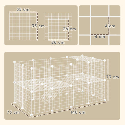 Parque Para Mascotas Pawhut Acero, Abs Blanco 146x73x73 Cm D06-072v00wt_2