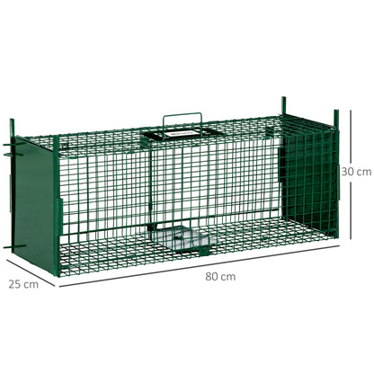 Trampa Para Animales Vivos Con 2 Puertas Outsunny 80x25x30 Cm Verde_2