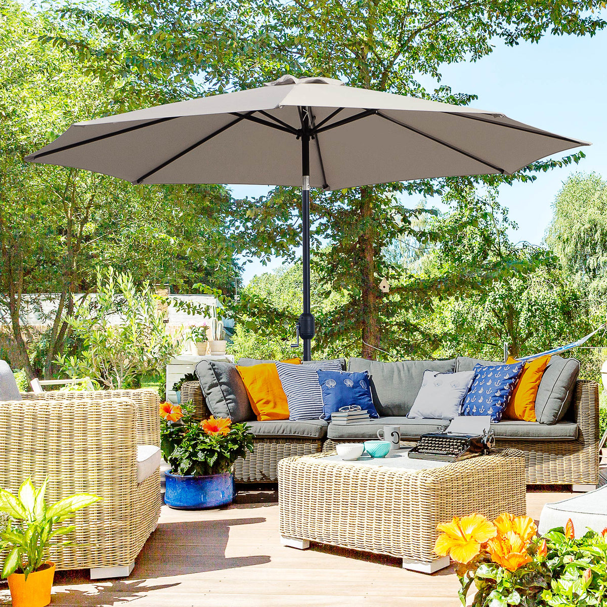 Sombrilla De Jardín Con Inclinación Outsunny Ø295x250 Cm Gris Claro_1