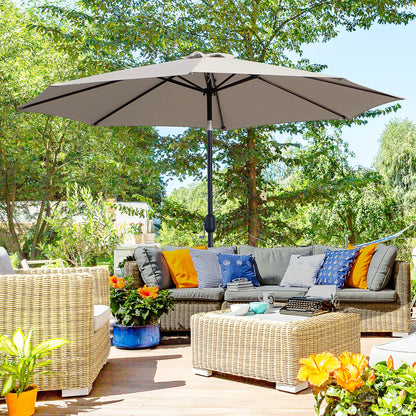 Sombrilla De Jardín Con Inclinación Outsunny Ø295x250 Cm Gris Claro_1