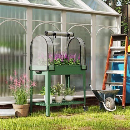 Mesa De Cultivo Outsunny Metal, Plástico Verde 80x40x120 Cm_1